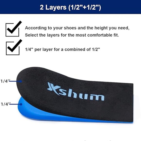 Adjustable Gel Orthopedic 1/2 Inch Heel Lift Inserts - Blue/Black, NWT! - Picture 2 of 9